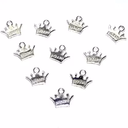 10 st berlocker / charms - krona med text princess