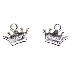 10 st berlocker / charms - krona med text princess