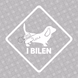 Bildekal - Basset hound i bilen - svart eller vit