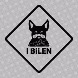 Bildekal - Fransk bulldog i bilen - svart