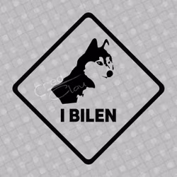 Bildekal - Siberian Husky i bilen - svart