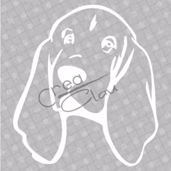 Dekal - Basset Hound huvud- svart eller vit