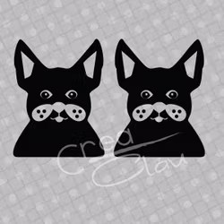 Dekal - Fransk Bulldog -  svart eller vit - 2-pack
