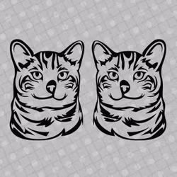 Dekal - Katt 01 -  svart eller vit - 2-pack