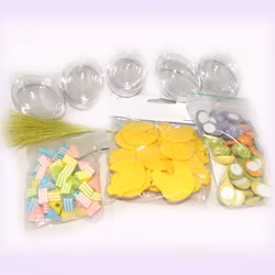 Påskmix med hobbymaterial - Ägg, kyckling, pärlor, mm
