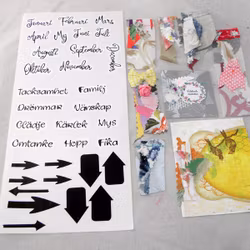 Toppers/dekorationer till scrapbooking, kort, journal, mm