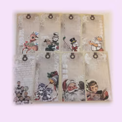 Stora tags till scrapbooking/egna kort - 8 st - vintagestil / julmotiv