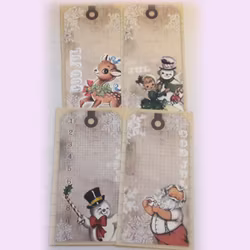 Stora tags till scrapbooking/egna kort - 8 st - vintagestil / julmotiv