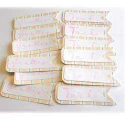 Toppers/dekorationer till scrapbooking, kort, journal, mm - Tack / grattis