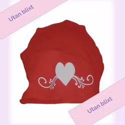 Mössa med reflextryck - heart  swirl - röd eller cerise