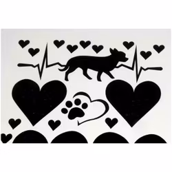 Stickers / Dekaler  - Svart chihuahua, hjärta och tassar