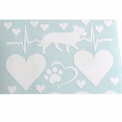 Stickers / Dekaler  - Vit chihuahua, hjärta och tassar
