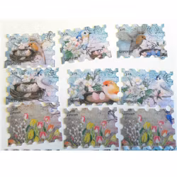 Stickers  / Klistermärke - fåglar och blommor
