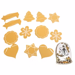 ca 13 st dekorationer - pepparkakor i papper och en shaker sticker