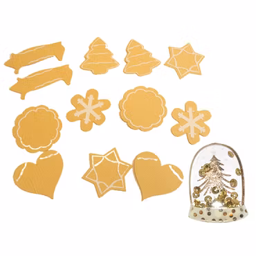 ca 13 st dekorationer - pepparkakor i papper och en shaker sticker