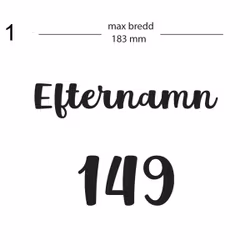 Dekal till brevlåda - efternamn och gatunummer - ca 183 mm (max bredd)