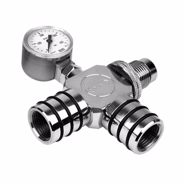 Manta Air Line Splitter Pressure Gauge DIN (M-M-F)