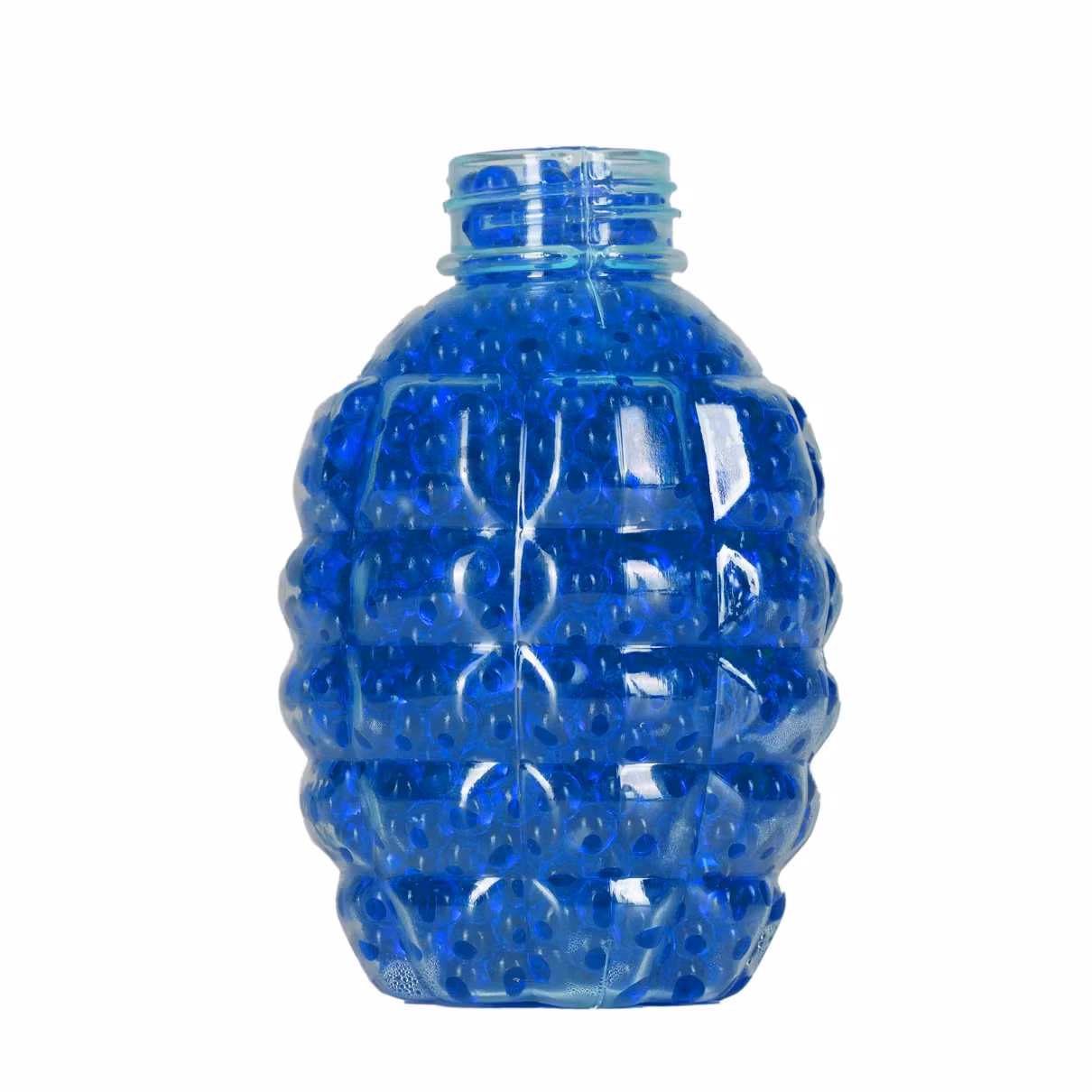 Ett Gel Blaster magasin fyllt med blå Gel Balls.