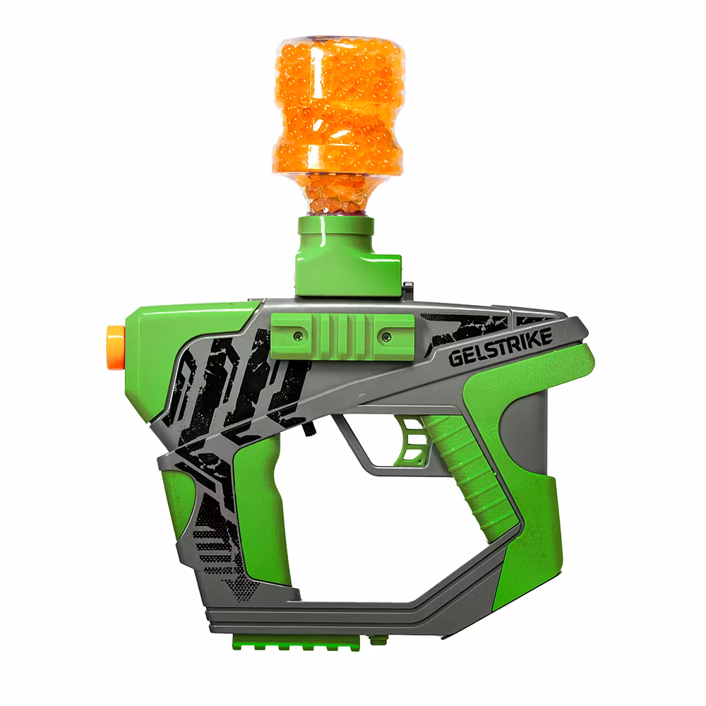 Sidvy av GelStrike's Delta Blaster i Electric Green färg.