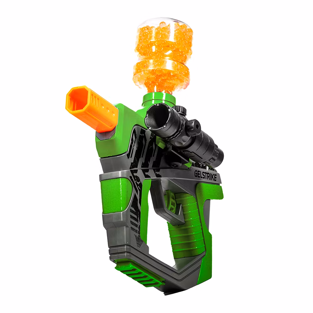 GelStrike's Delta Blaster i Electric Green färg med distansförlängare.