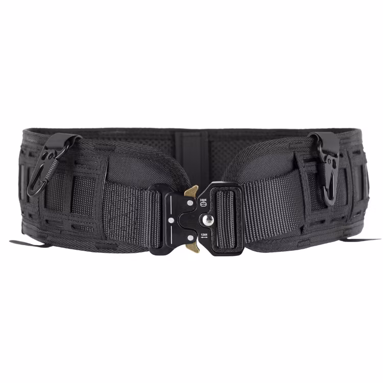 Laserowo wycinany pas bojowy DELTA SIX z systemem Molle z metalową klamrą w kolorze czarnym