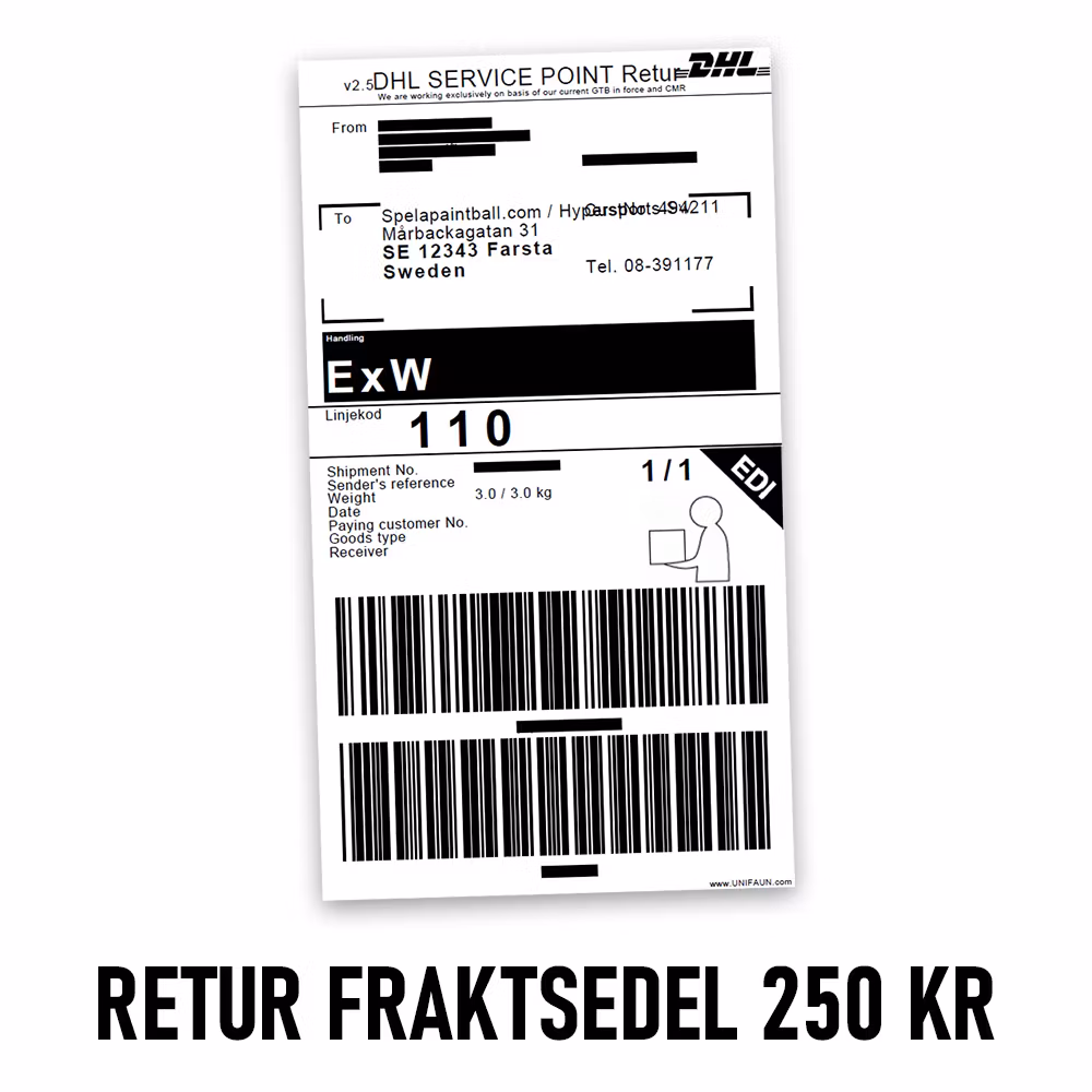 Hypersports Return shipping 250 SEK