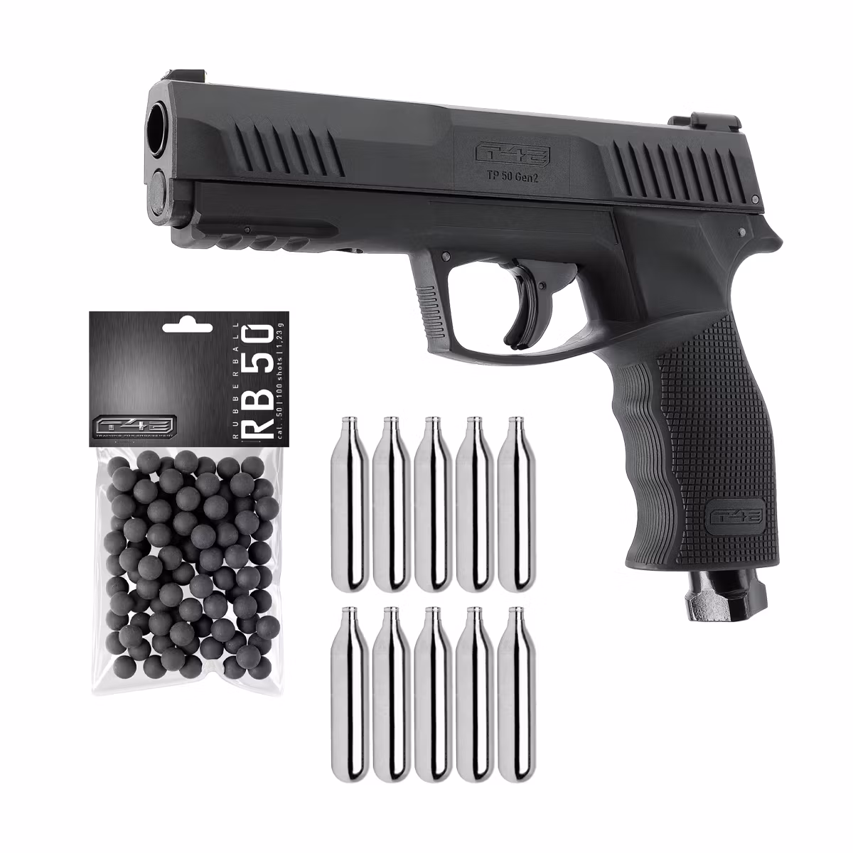 (Paket) Umarex TP 50 Gen2 Pistol T4E + 10 Kolsyrepatroner + 100 Gummikulor