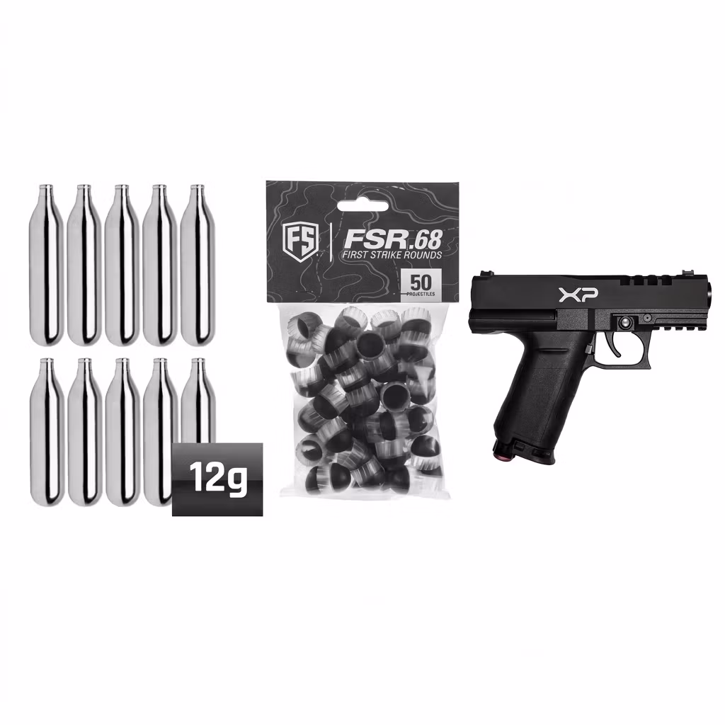 (Paket) First Strike XP Pistol Black + 10st Co2 + Rubber FSR .68