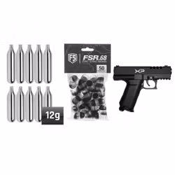 (Paket) First Strike XP Pistol Black + 10st Co2 + Rubber FSR .68