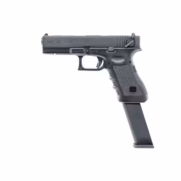 Pistola de airsoft Umarex Glock 18C semiautomática/automática con sistema de retroceso a gas.