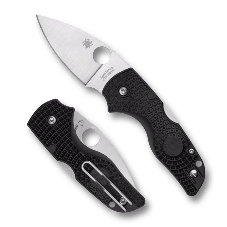 Spyderco Lil' Native lätt fällkniv med svart FRN-handtag och trådclip