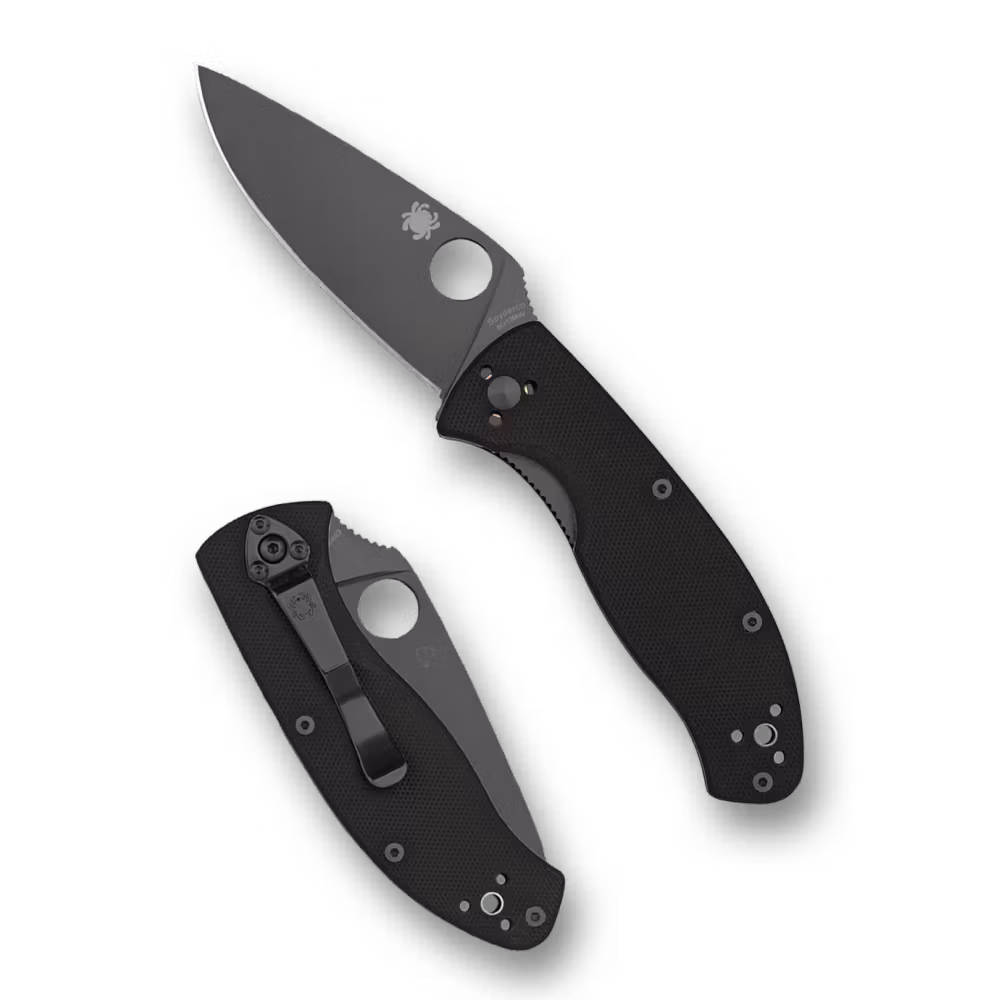 Spyderco Tenacious Black Blade fällkniv med svart oxidbelagt blad och svart G10-handtag
