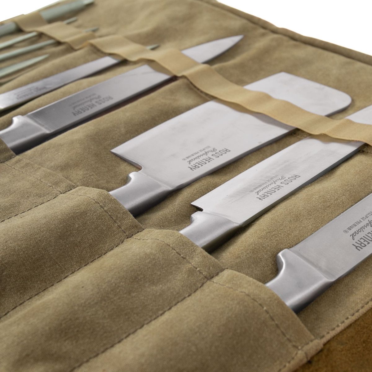 Alaskan Maker Knivrulle Canvas/Läder för 9 knivar Sand