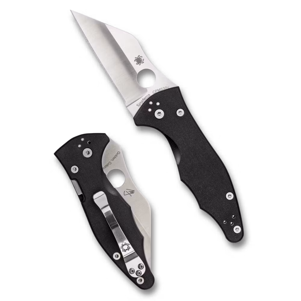 Spyderco Yojimbo 2 fällkniv med rakt wharncliffe-blad och svart G10-handtag