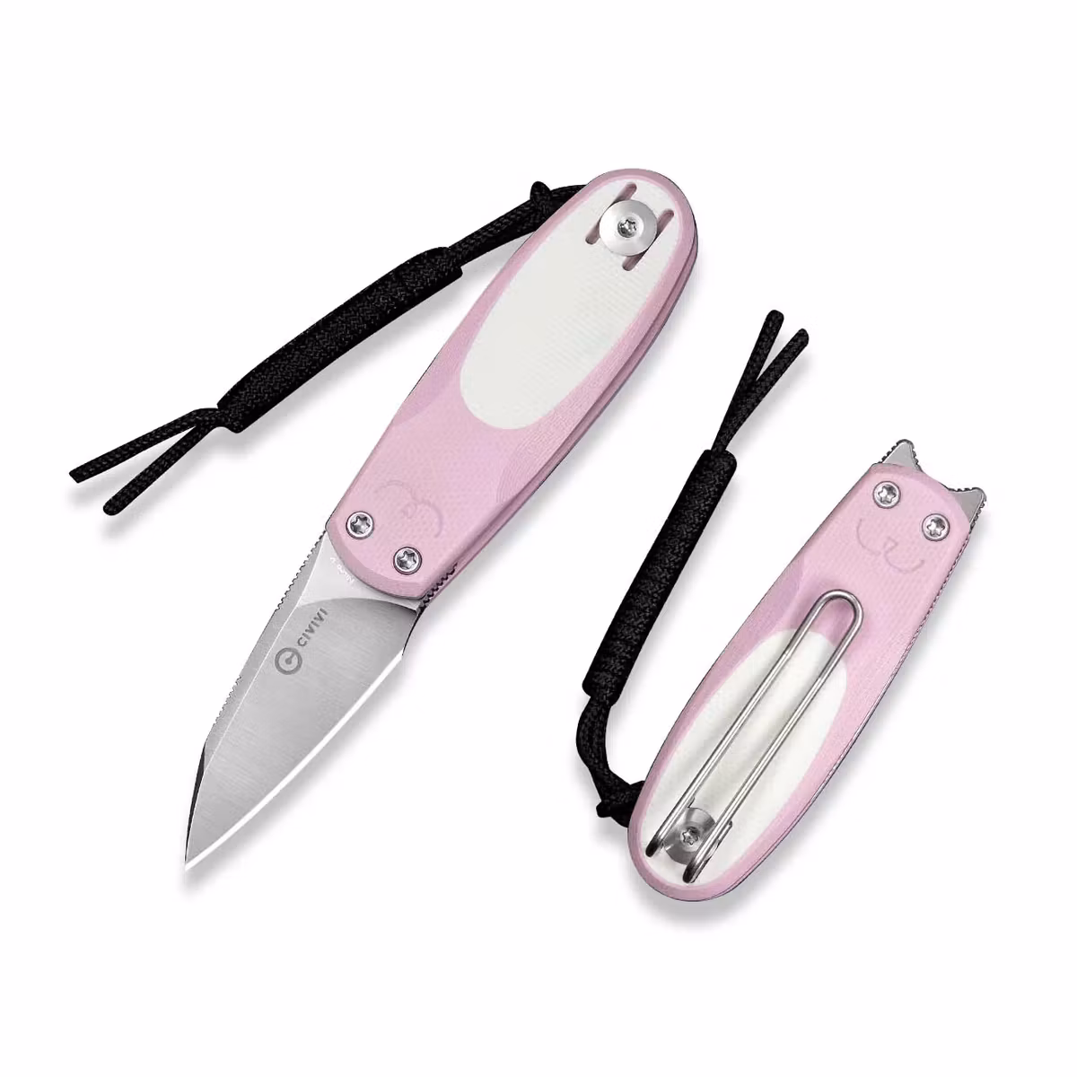 CIVIVI Purr Pink liten fällkniv i kattform med handtag i rosa och vitt G10