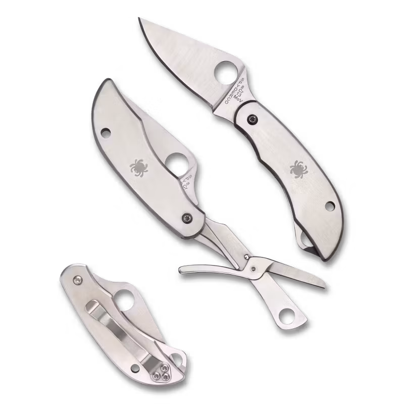 Spyderco Clipitool fällkniv i rostfritt stål med knivblad och fällbar sax