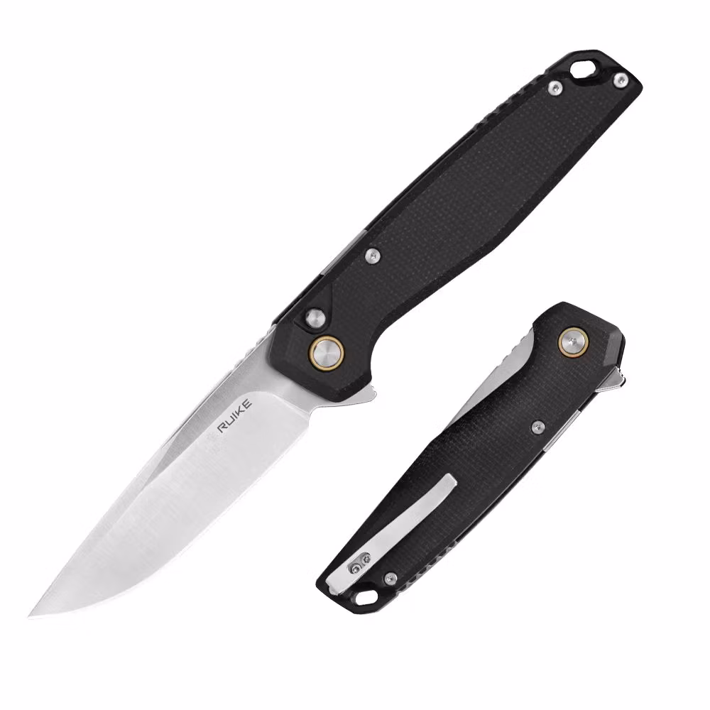 Ruike P873-MB fällkniv med Micarta-handtag, flipper och drop point-blad i 14C28N