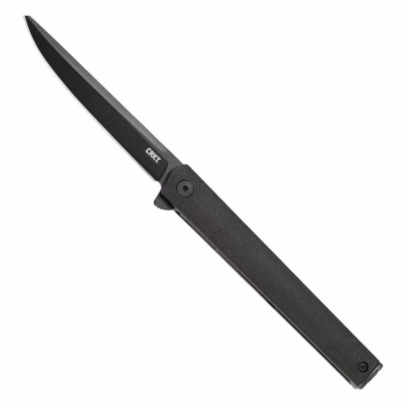 CRKT CEO Flipper Black helsvart fällkniv med smalt FRN-handtag och svartbelagt clip point-blad