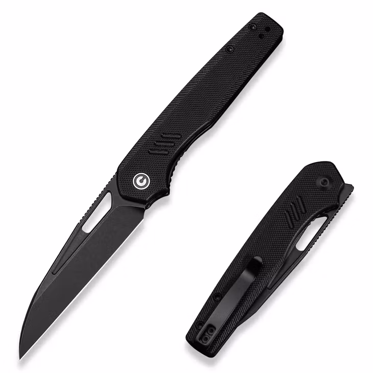 CIVIVI Guile fällkniv med smalt svart G10-handtag och svart wharncliffe-blad