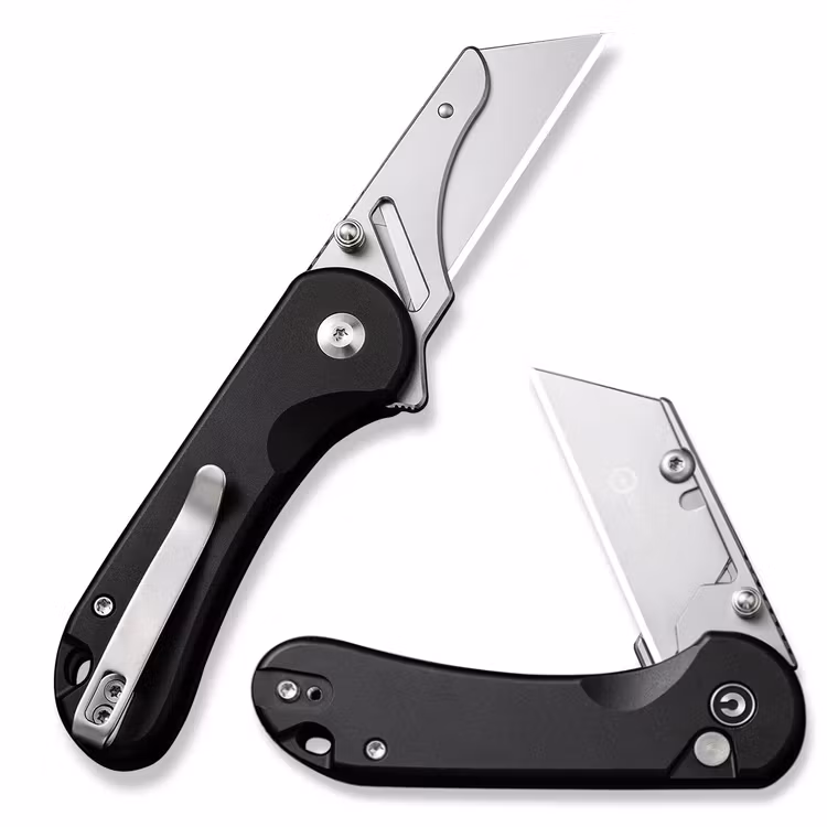 CIVIVI Elementum Utility fällbar mattkniv med svart aluminiumhandtag och utbytbart blad