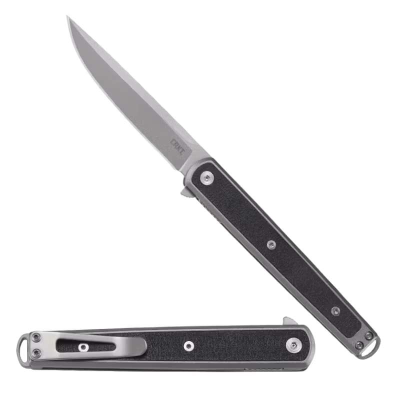 CRKT Seis Black fällkniv med svart FRN-handtag, stålramar, flipper och ring för lanyard