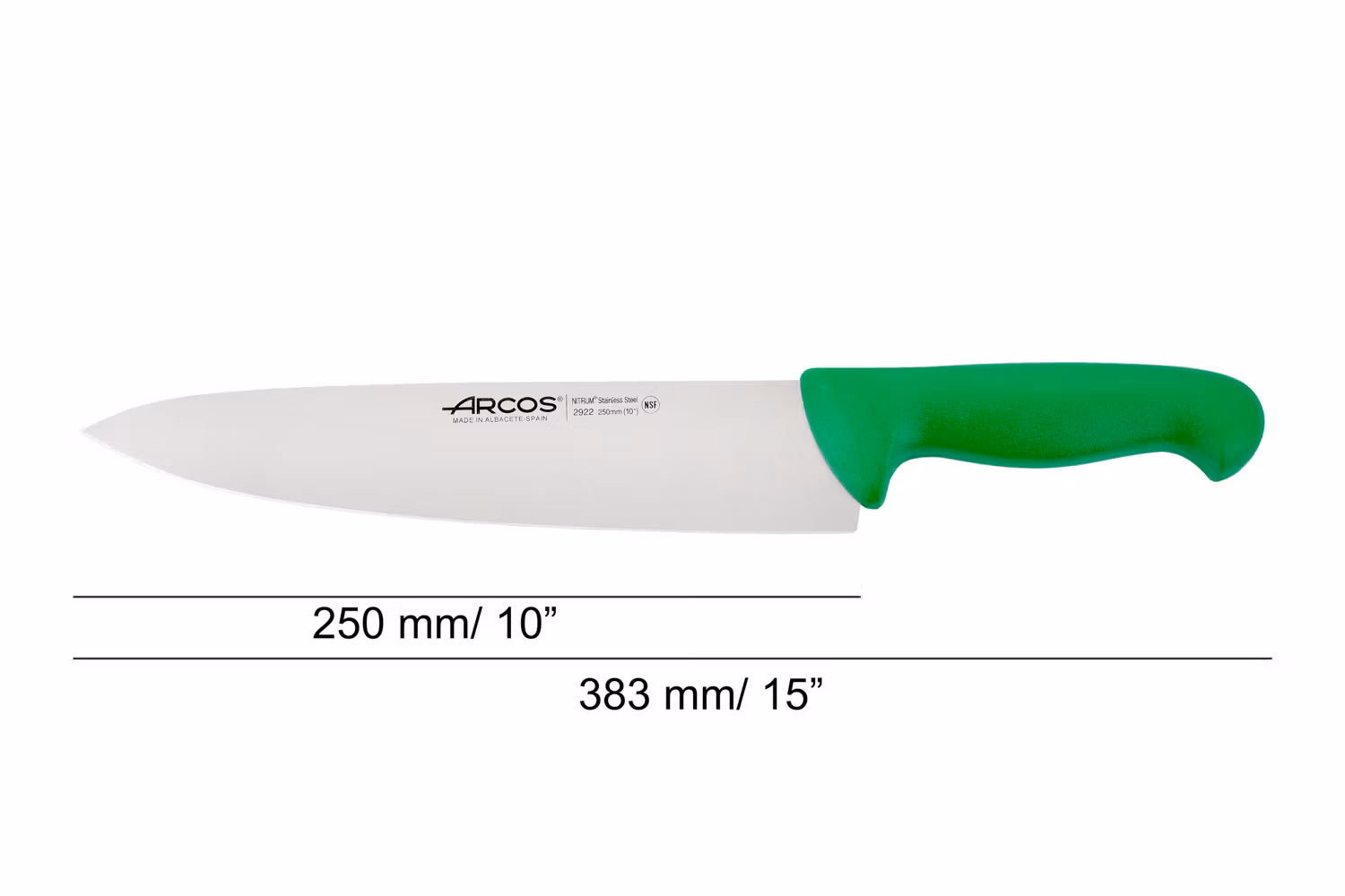 Arcos 2900 Kockkniv 25 cm Grön HACCP-godkänd