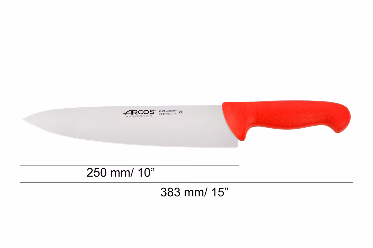 Arcos 2900 Kockkniv 25 cm Röd HACCP-godkänd