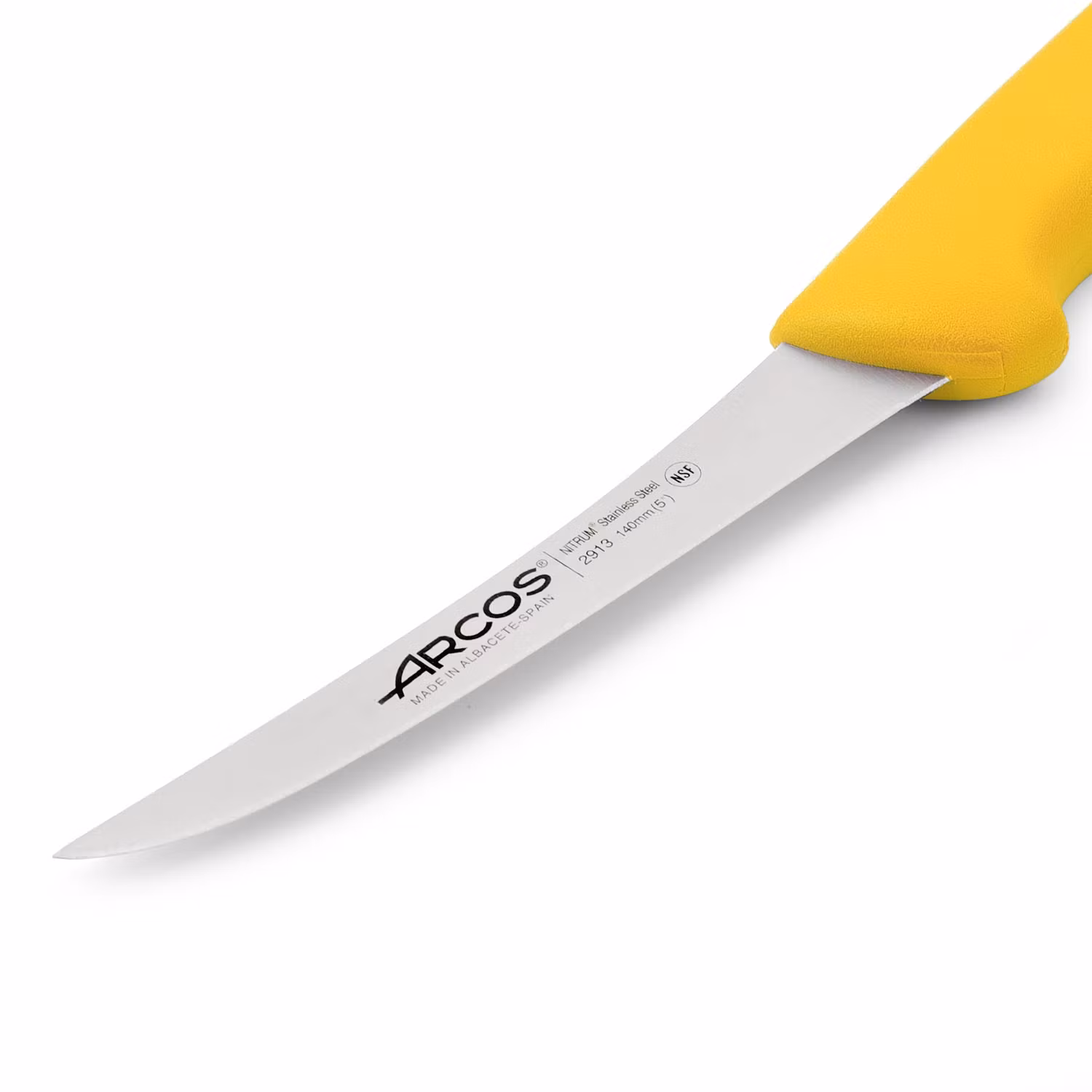 Arcos 2900 Urbeningskniv Svängt Blad 14 cm Gul HACCP-godkänd