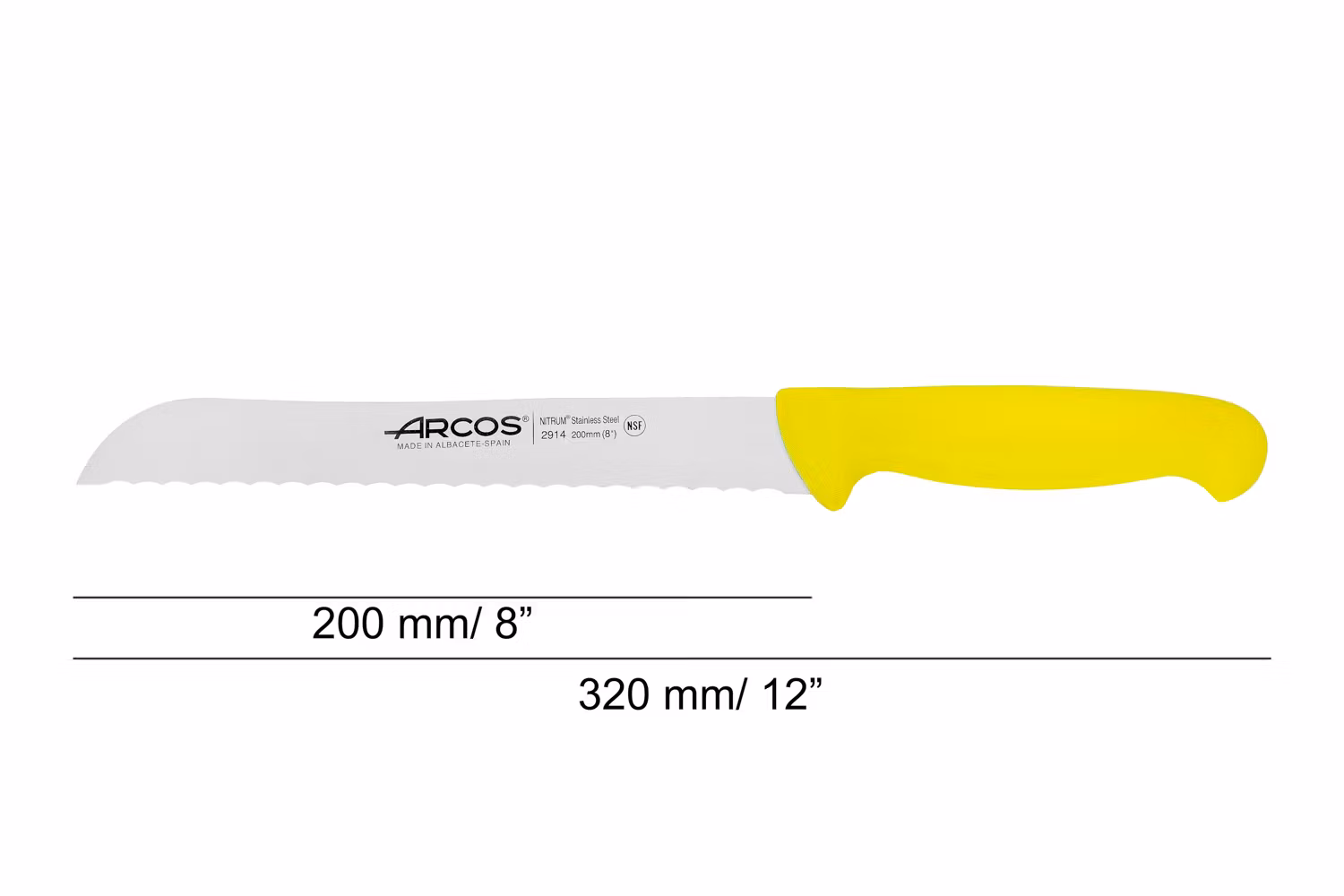 Arcos 2900 Brödkniv 20 cm Gul HACCP-godkänd