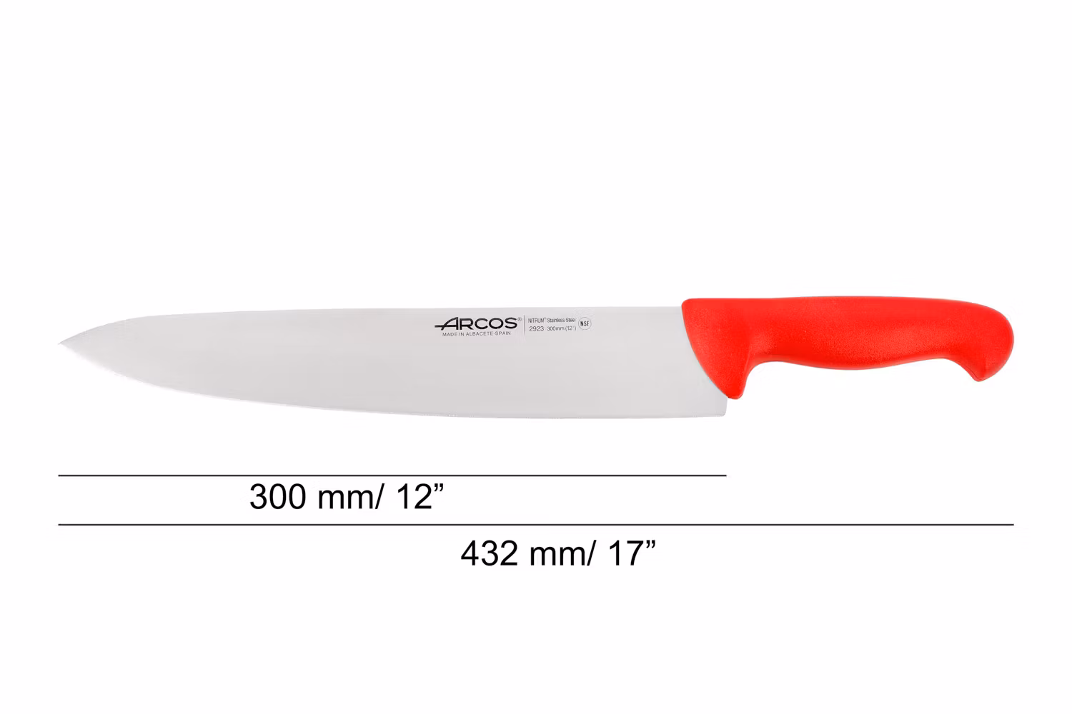 Arcos 2900 Kockkniv 30 cm Röd HACCP-godkänd