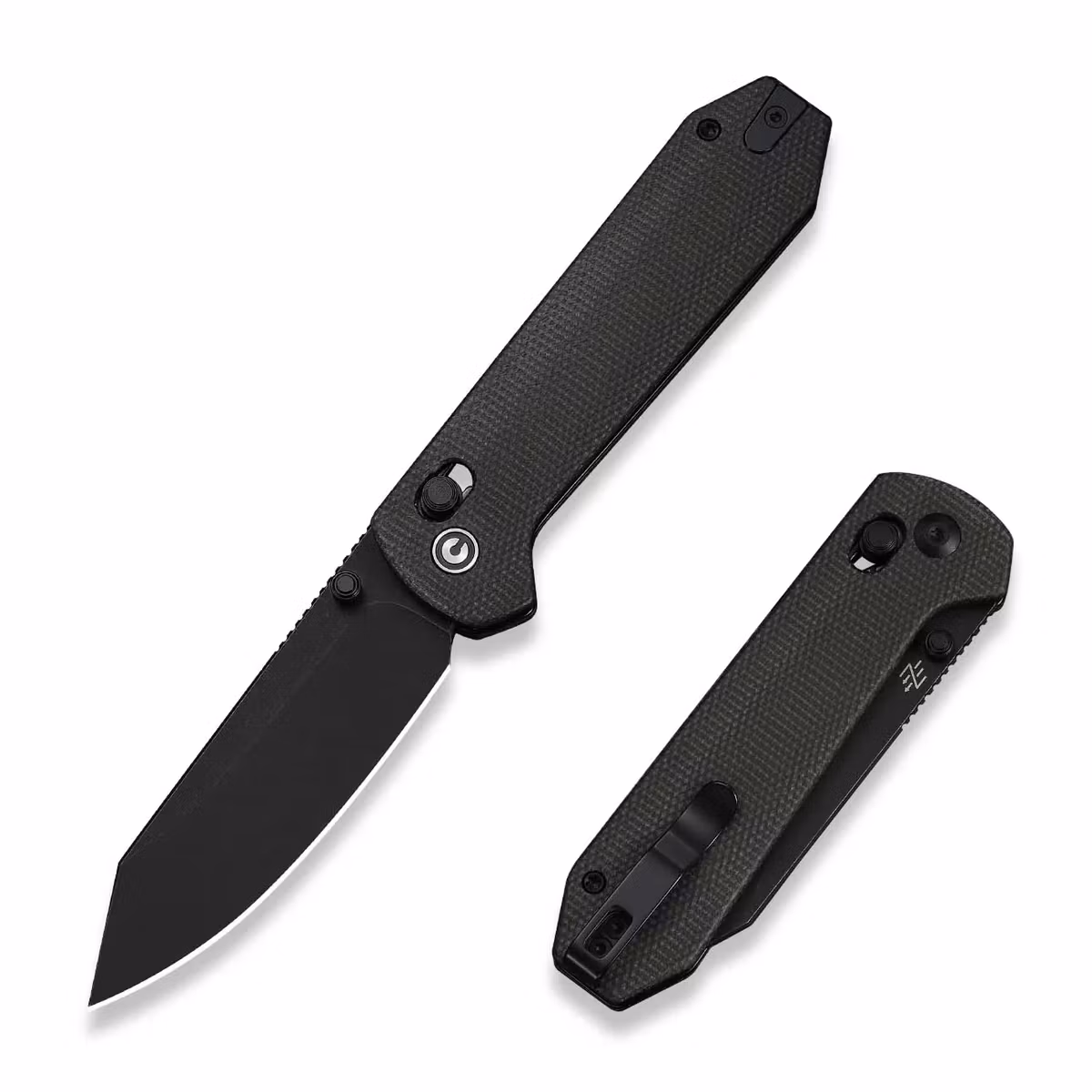 CIVIVI Over Yonder fällkniv med handtag i mörkgrön canvas-Micarta och svart blad
