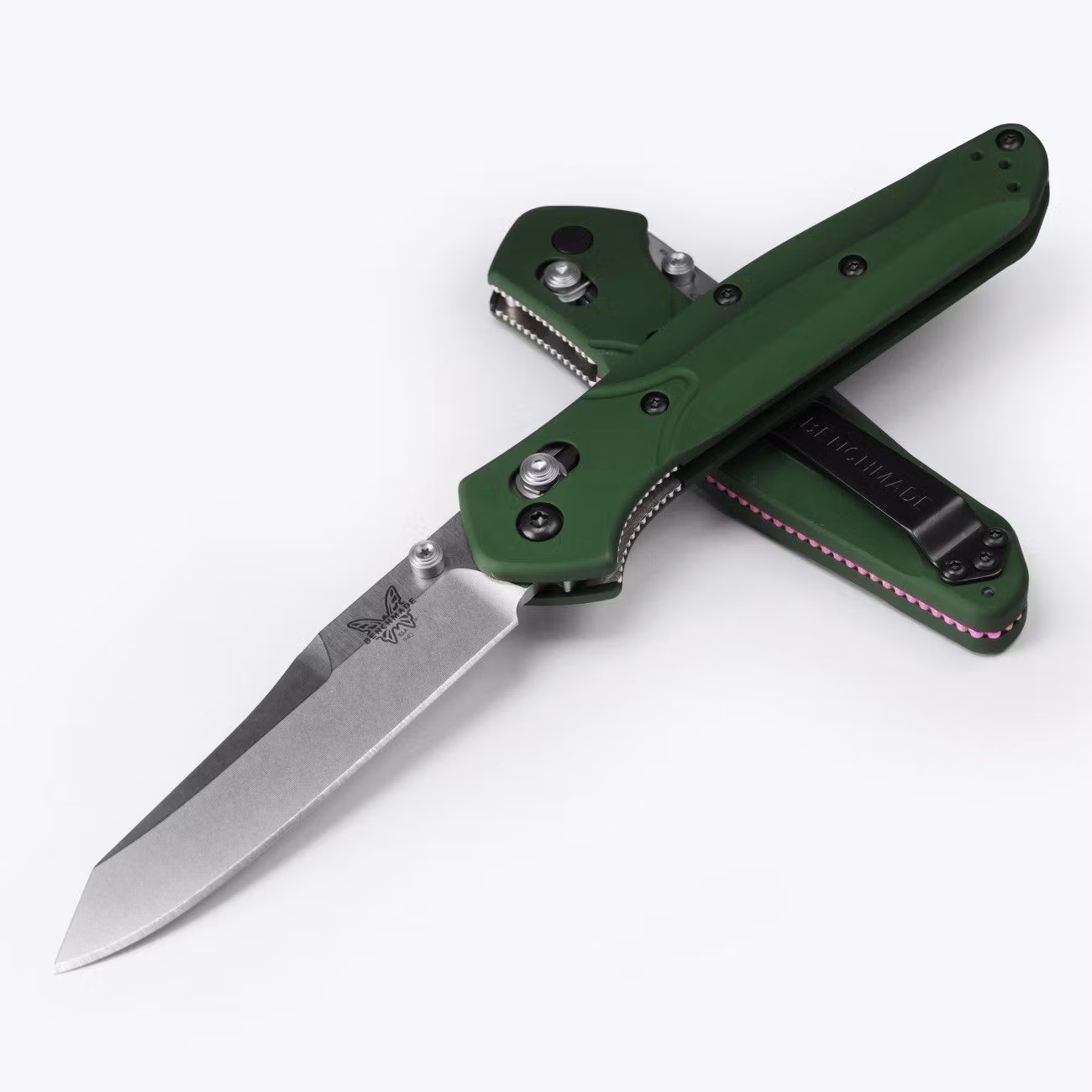 Benchmade Osborne Aluminum Green 940, fällkniv med grönt aluminiumhandtag och reverse tanto-blad