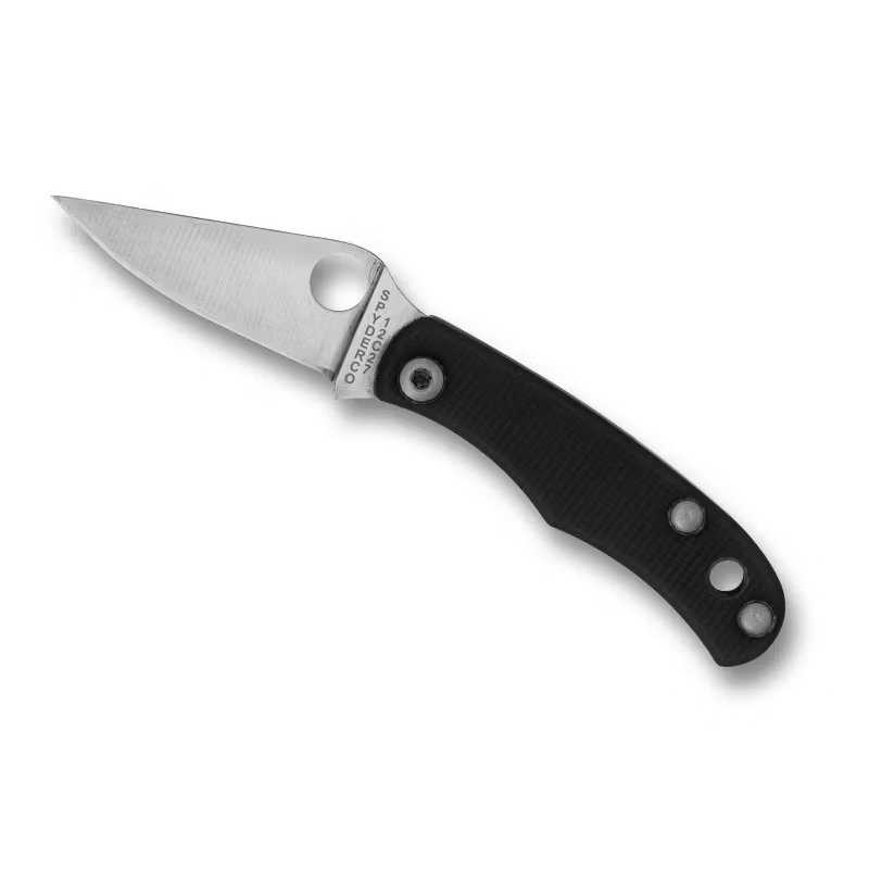 Spyderco Bug G-10 Black liten fällkniv med svart G10-handtag, tumhål i bladet och hål för nyckelring