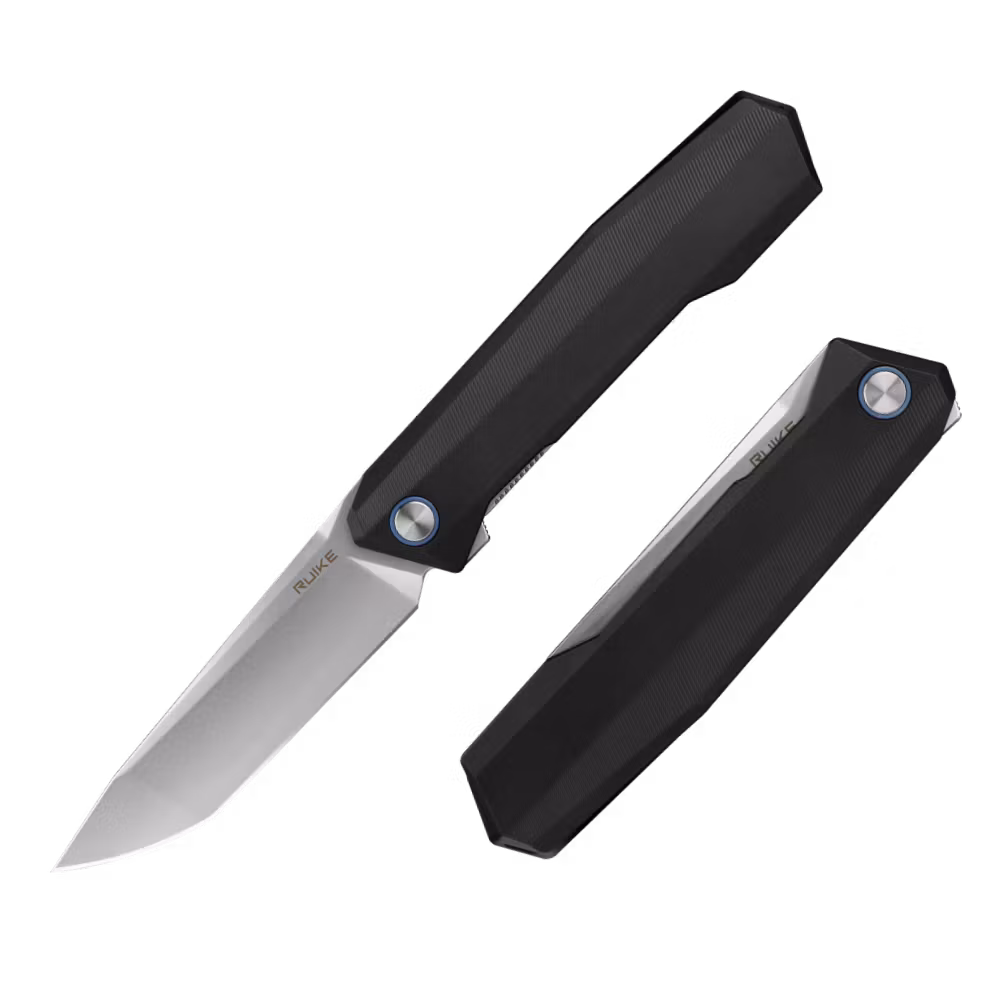 Ruike P166-AB fällkniv med tantoblad i 14C28N och mönstrat aluminiumhandtag